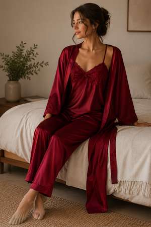 Scarlet Affair Luxe Satin Lounge Set