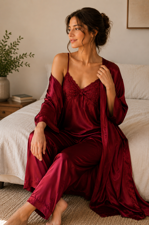 Scarlet Affair Luxe Satin Lounge Set