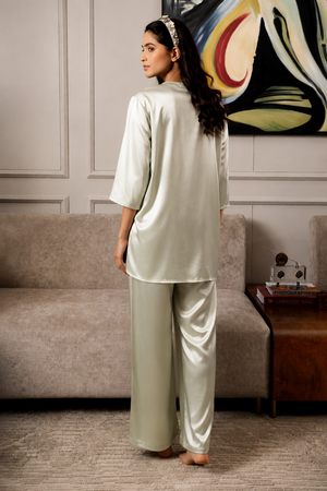 Celeste Mist Imported Satin Co-ord Set