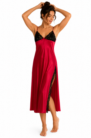 Rouge Élégance Satin Nightgown