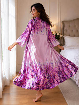 Lavender Reverie Luxe Satin Robe & Nightgown Set