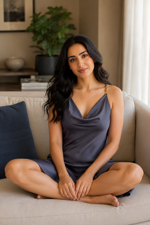 The Jenny O”Neal satin Slip with jewel straps