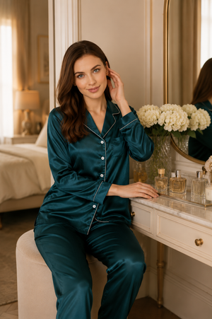 Seraphine Emerald Satin Lounge Set

Wrap yourself in effortless elegance - Private Lives