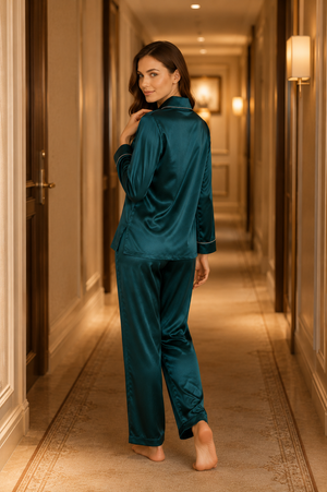 Seraphine Emerald Satin Lounge Set

Wrap yourself in effortless elegance - Private Lives