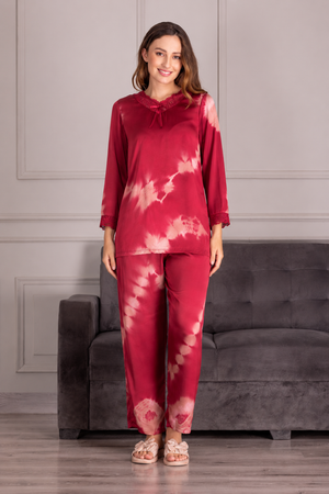 Bordeaux Nights Luxe Satin Lounge Set