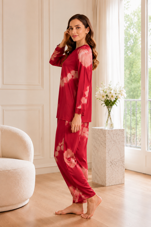 Bordeaux Nights Luxe Satin Lounge Set