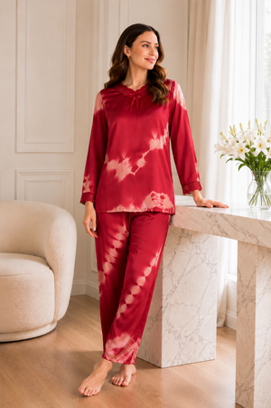 Bordeaux Nights Luxe Satin Lounge Set