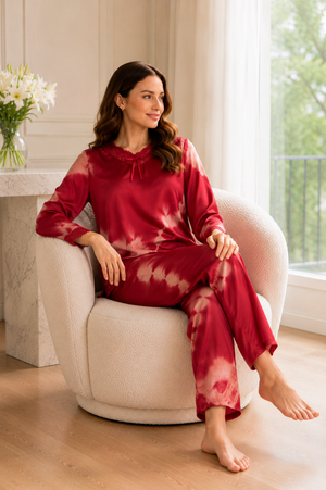Bordeaux Nights Luxe Satin Lounge Set