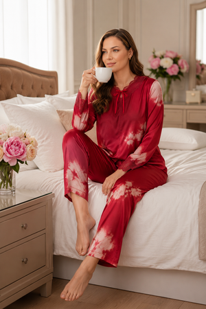 Bordeaux Nights Luxe Satin Lounge Set