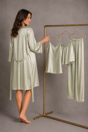 Elegant Serenity Lounge Ensemble | 5-Piece Satin Set