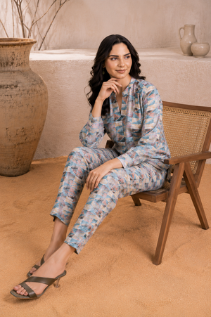 Audrey Mosaic Satin Crepe Co-ord Set