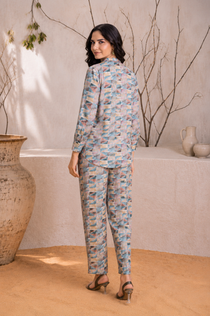 Audrey Mosaic Satin Crepe Co-ord Set