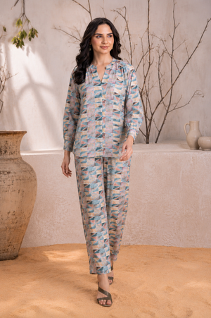 Audrey Mosaic Satin Crepe Co-ord Set