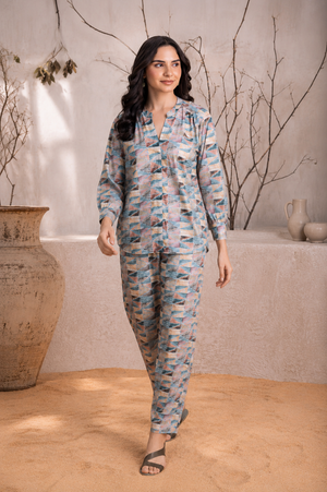 Audrey Mosaic Satin Crepe Co-ord Set