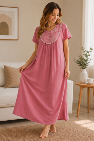 Rose Pink Harmony Cotton Lounging Nightie