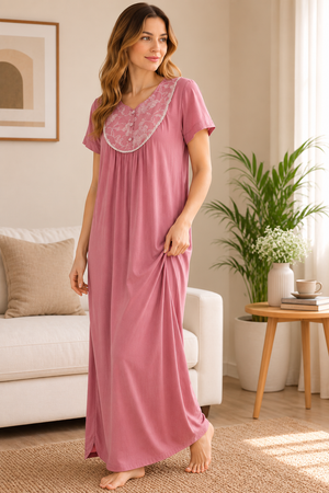Rose Pink Harmony Cotton Lounging Nightie