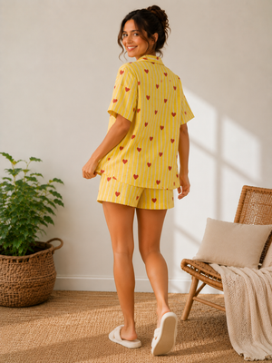 Sunshine Hearts Button-down Shirt-n-Shorts