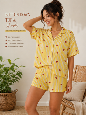 Sunshine Hearts Button-down Shirt-n-Shorts