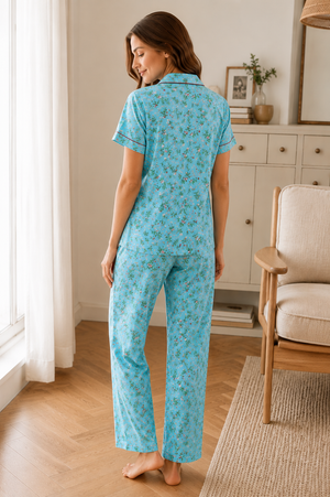 Blue Jasmine Soft Cotton Pajamas