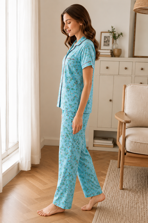 Blue Jasmine Soft Cotton Pajamas