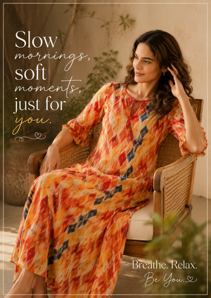 Coral Mosaic Layered Chiffon Lounge Dress