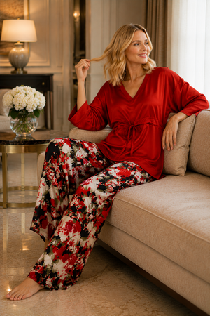 Crimson Garden Lounge Co-ord Set - Private Lives