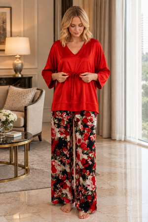 Crimson Garden Lounge Co-ord Set - Private Lives