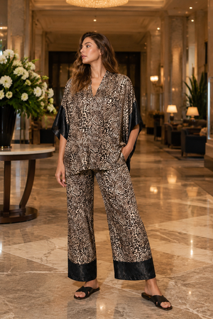 The Wild Affair Leopard Satin Lounge Coord Set