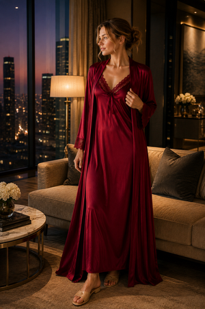 The Bordeaux Romance Nightie Gown Set