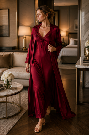 The Bordeaux Romance Nightie Gown Set