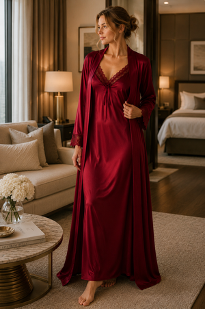The Bordeaux Romance Nightie Gown Set