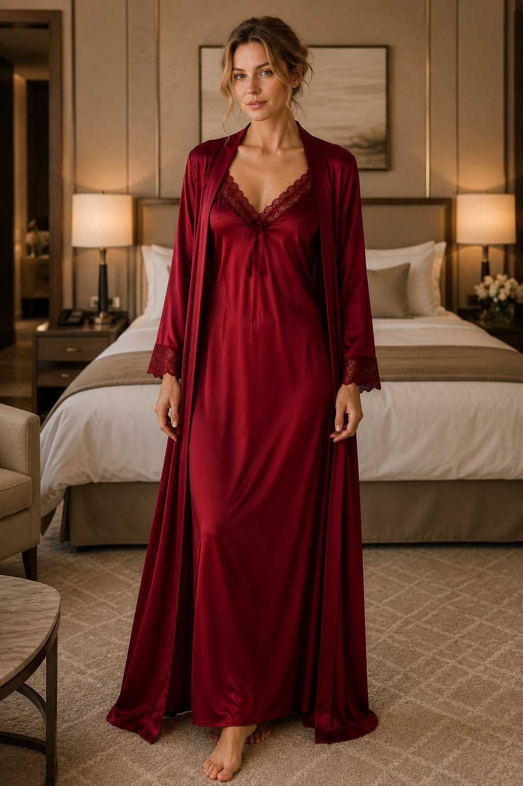 The Bordeaux Romance Nightie Gown Set
