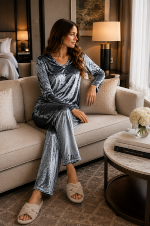 The Silver Moon Ice Velvet Night Suit