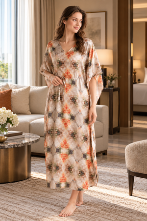 The Autumn Reverie Satin Kaftan