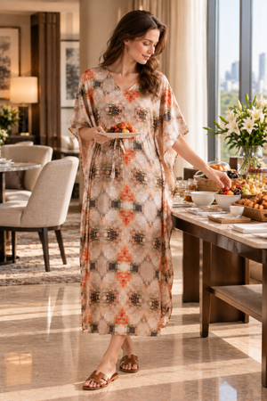 The Autumn Reverie Satin Kaftan