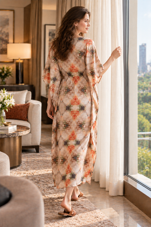 The Autumn Reverie Satin Kaftan