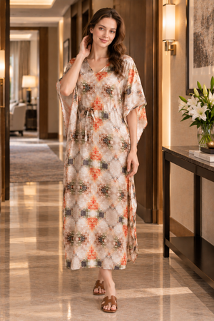 The Autumn Reverie Satin Kaftan