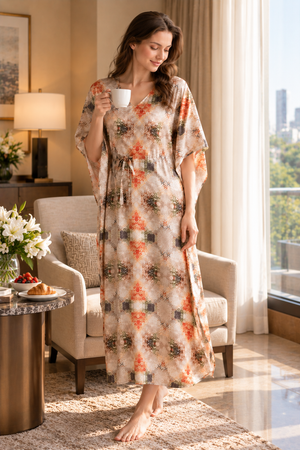 The Autumn Reverie Satin Kaftan