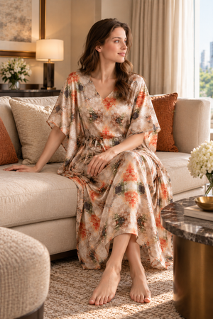 The Autumn Reverie Satin Kaftan