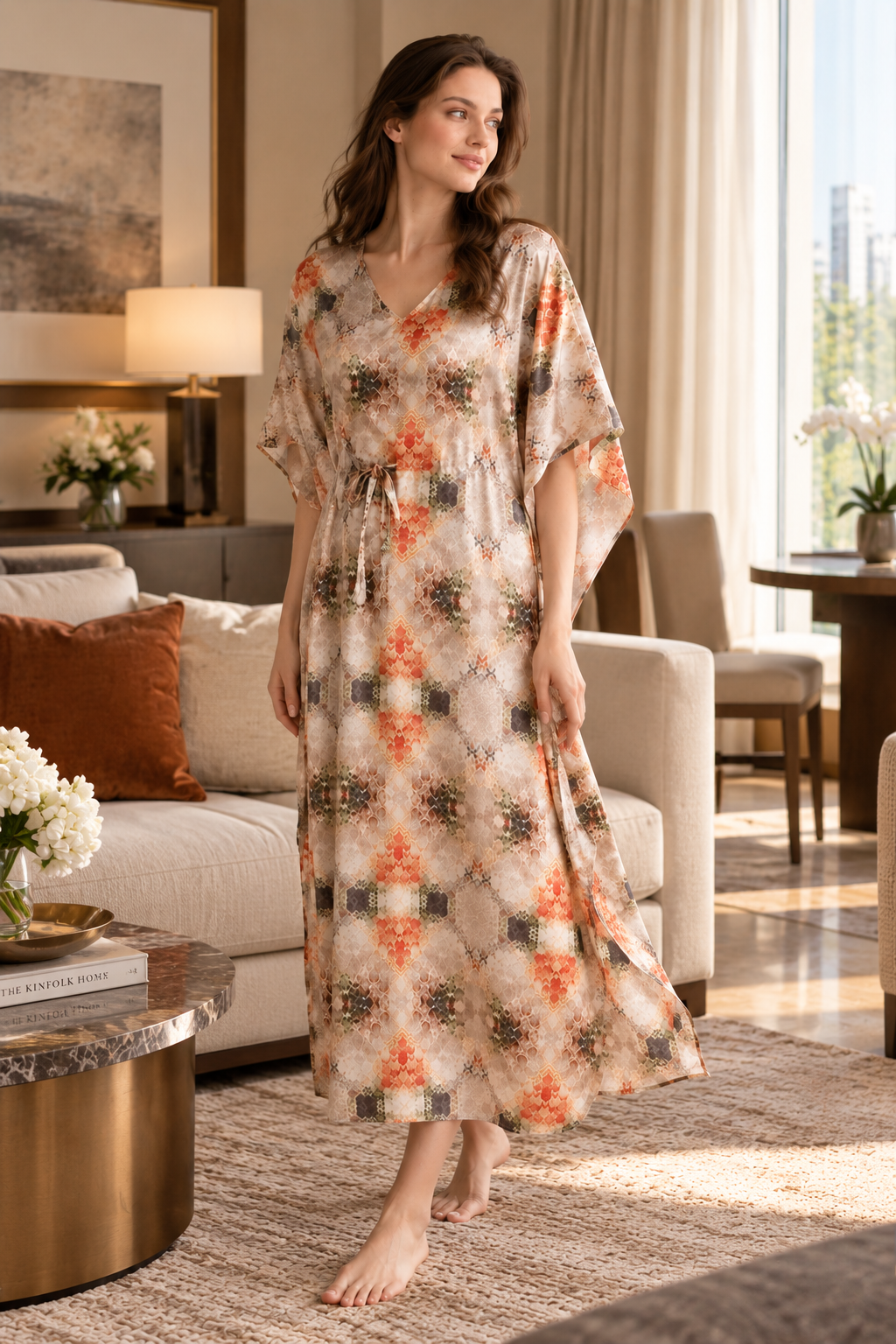 The Autumn Reverie Satin Kaftan