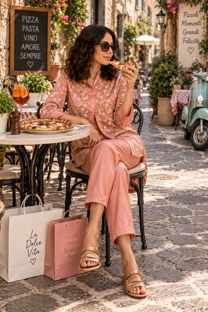 The Rosé Jardin Satin Co-ord Set - Private Lives