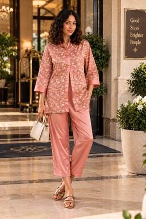 The Rosé Jardin Satin Co-ord Set - Private Lives