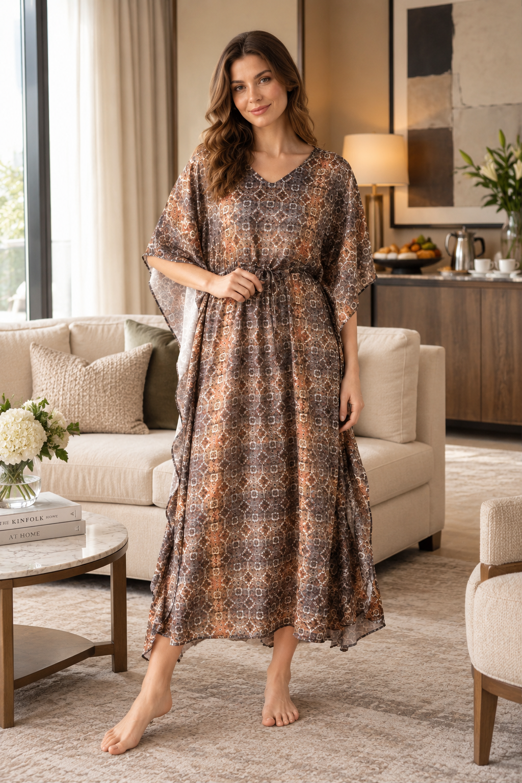 The Solenne Mosaic Satin Kaftan