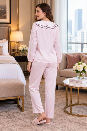 The Belgravia Blush Satin Night Suit - Private Lives