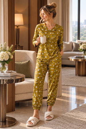 The Olive Reverie Soft-Knit Night Suit