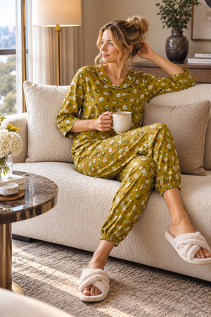 The Olive Reverie Soft-Knit Night Suit