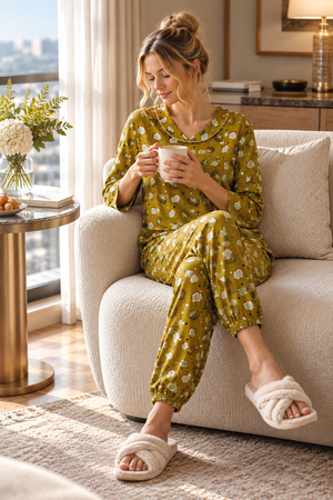 The Olive Reverie Soft-Knit Night Suit