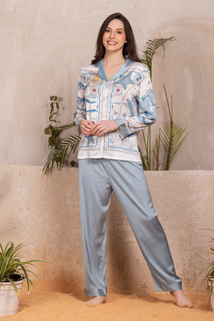 Digital Print Satin Night suit