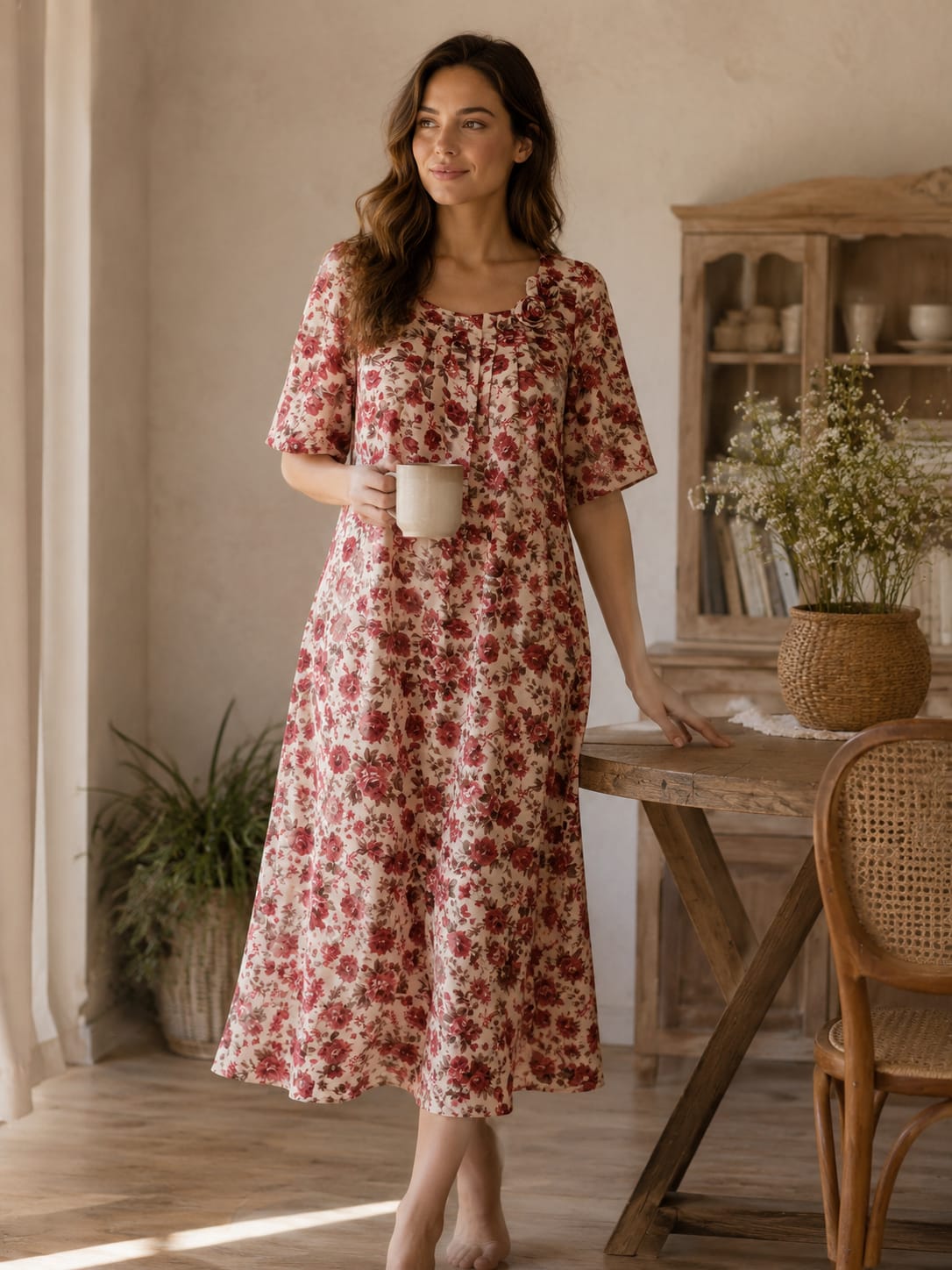 Floral Grace Double Chiffon Maxi Dress