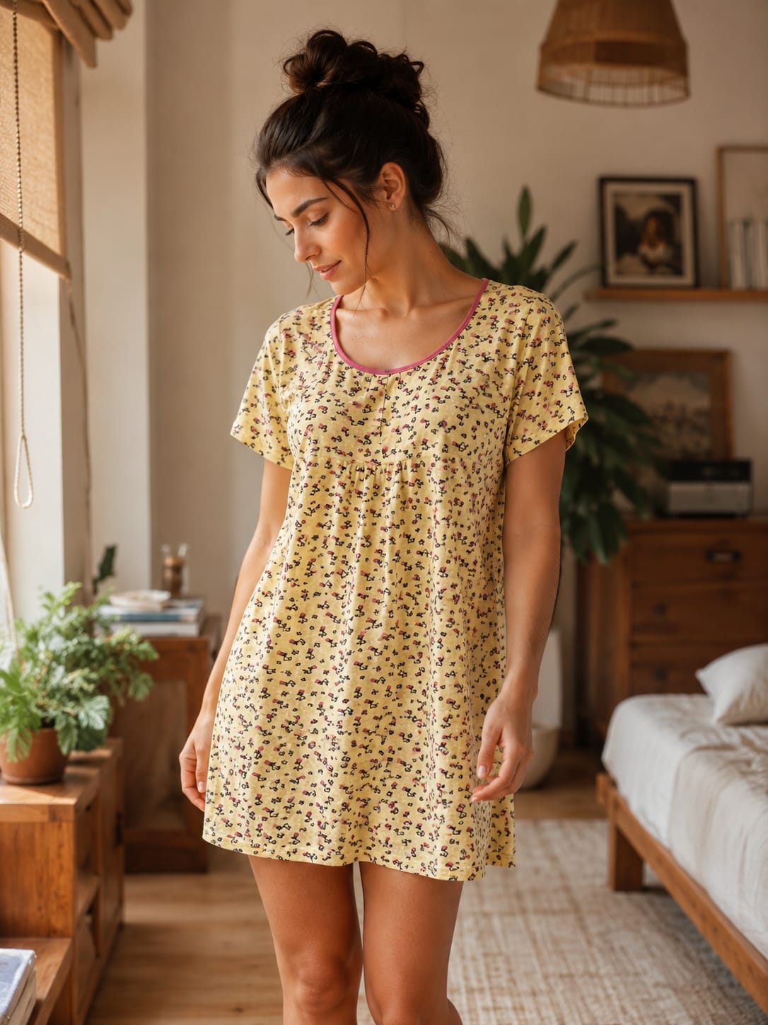 Lemon Bliss Cute Print Shorty Nighty